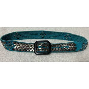 Vintage Turquoise Western style studded snake pattern belt rare size 34